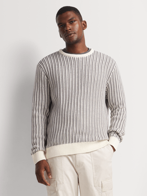 Men's Markham Weaved Texture Ecru/Grey Knitwear