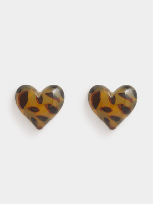 The FIX Women's Brown Oversized Heart Earring
