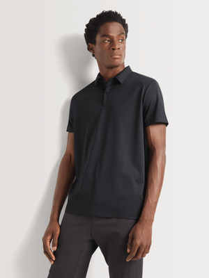 Fabiani Men's Black Bonded Hem Polo Golfer