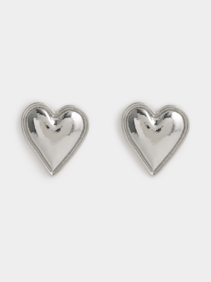 The FIX Women's Silver Solid Heart Drop Earrings