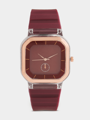 The FIX Women's Burgundy Square Face Watch