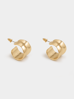 The FIX Women's Gold Curved Hoop Earrings