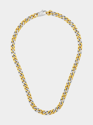 Gold Plated Stainless Steel Two-Tone Alternating Curb Chain