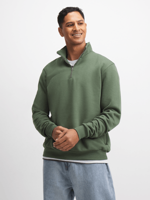 Exact Men's Green Quarter Zip Sweat Top