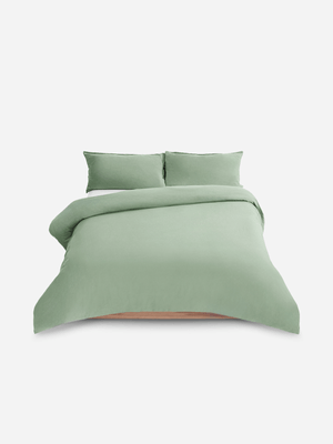 Volpes Washed Cotton Sage Duvet Cover Set