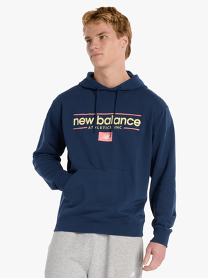 New Balance Mens Athletics French Terry Navy Hoodie