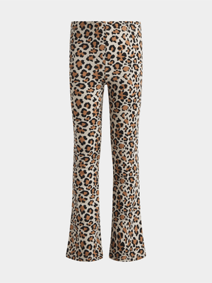 Jet Older Girls Animal Print Flared Rib Leggings