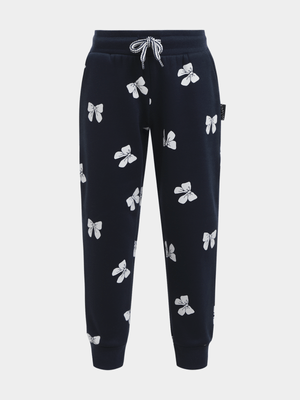 Exact Younger Girl's Navy Bow Print Joggers