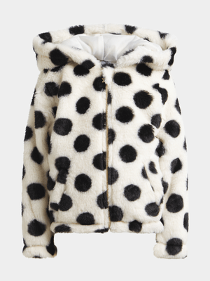 Jet Younger Girls Cream/Black Faux Fur Hoodie