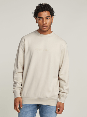 G-Star Men's G-Script Logo White Sweater