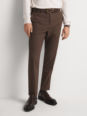 Men's Markham Smart Slim Tapered Micro Houndstooth Brown Trouser