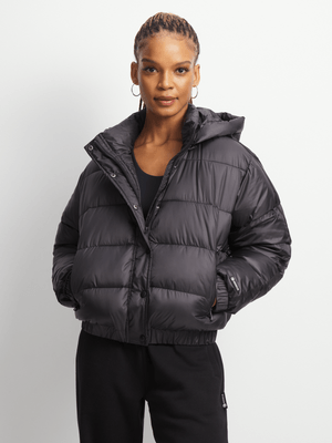 TS Womens Cropped Ski Black Puffer Jacket