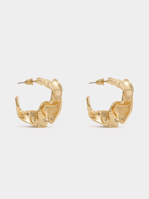 The FIX Women's Gold Textured Hoop Earrings