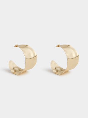 The FIX Women's Gold Wide Oversized Flat Hoop Earrings