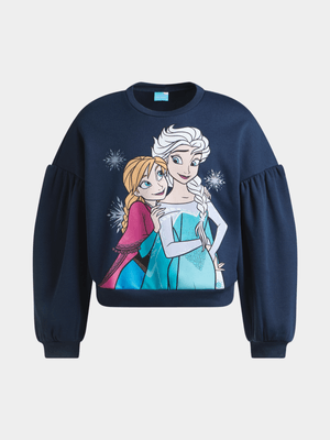 Jet Older Girls Navy Frozen Cropped Active Top