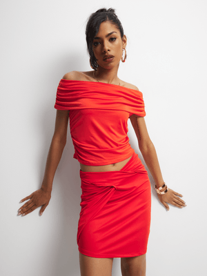 The FIX Women's Red Co-Ord Mini Skirt with Ruched Wrap