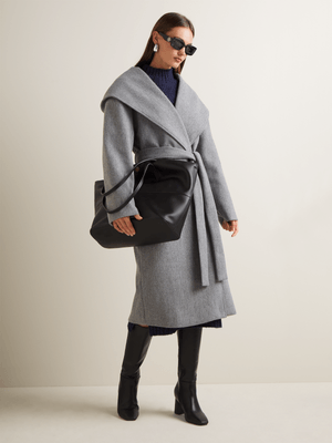 Women's Iconography Shawl Hooded Melton Coat