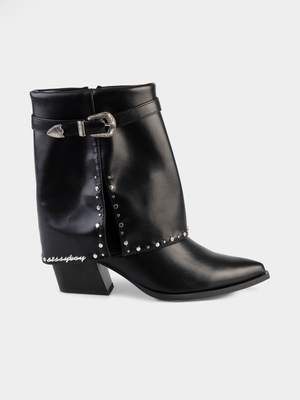 Women's Sissy Boy Black Spat with Buckle Boots