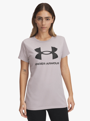 Under Armour Womens Rival Logo Grey Dawn Tee