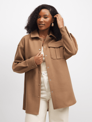 Jet Women's Taupe Melton Shacket