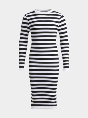 Jet Teen Girls Black/White Stripe Dress