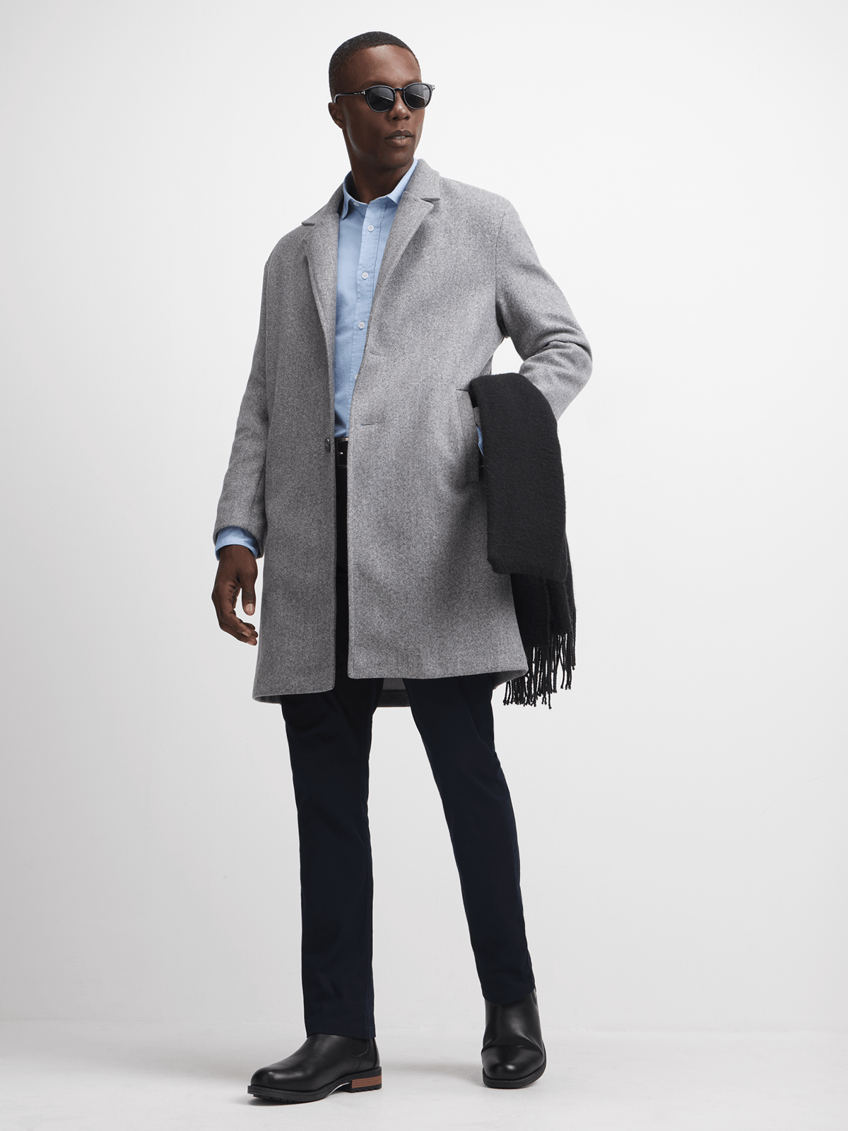 Men's Navy Melton Coat - Bash.com