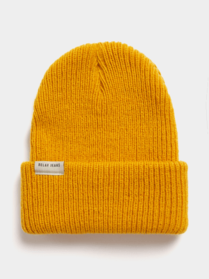 Relay Jeans Men's Basic Ribbed Yellow Beanie