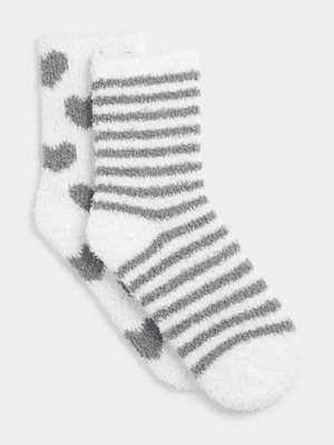 Exact Women's Grey & White 2-Pack Sleep Socks