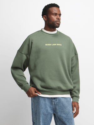Exact Men's Green Slogan Print Sweat Top