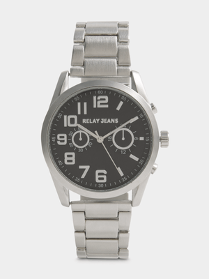 Relay Jeans Men's Metal Silver Link Watch