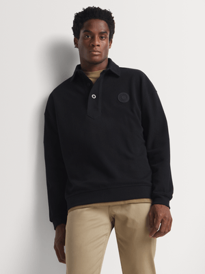 Fabiani Men's Black Broad Placket Polo Golfer