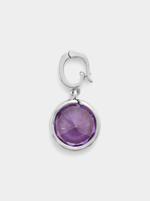 Rhodium Plated Light Amethyst Cubic Zirconia June Birthstone Charm