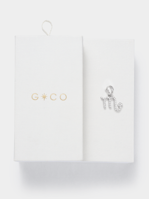 Rhodium Plated Cubic Zirconia Scorpio Charm