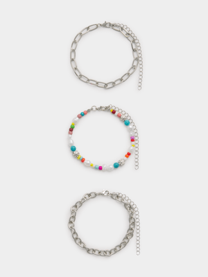 The FIX Unisex 3-Pack Chunky Bead Bracelet