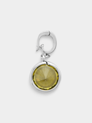 Rhodium Plated Peridot Cubic Zirconia August Birthstone Charm