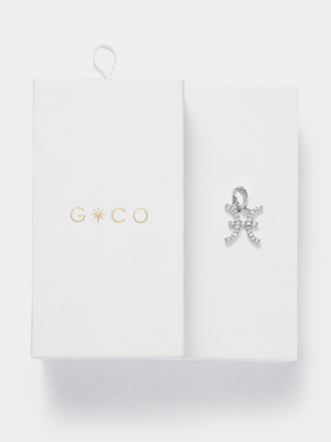Rhodium Plated Cubic Zirconia Pisces Charm