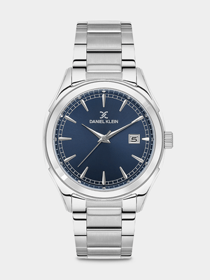 Daniel Klein Silver Plated Blue Dial Stainless Steel Bracelet Watch