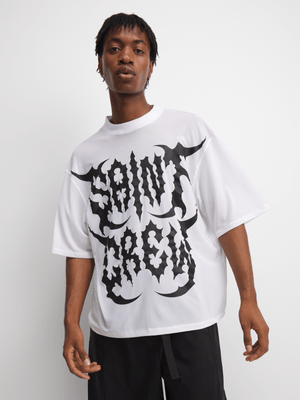 The FIX Men's White Sheer Graphic Top