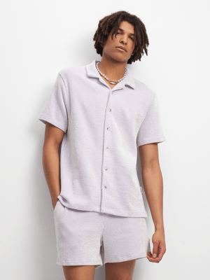 The FIX Men's Purple Co-Ord Seersucker Shirt
