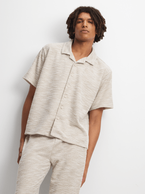 The FIX Men's Natural Boucle Co-Ord Shirt