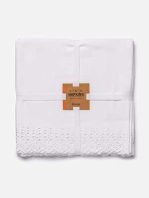 Gianna Anglaise Napkin White 4 Pack 50x50