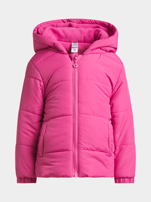 Jet Younger Girls Pink Puffer Jacket