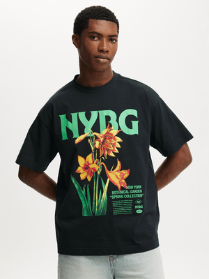 Men's Cotton On Black Box Fit New York License T-Shirt