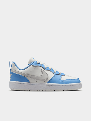 Nike Junior Grade-School Court Borough Recraft White/Blue/Grey Sneakers