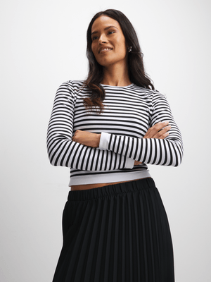 Exact Women's Black & White Striped Seamless Top