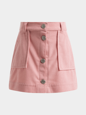 Exact Older Girl's Pink Corduroy Utility Skirt