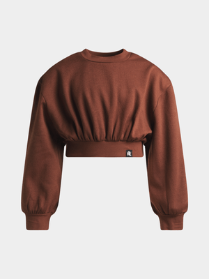 Jet Teen Girls Brown Cropped Active Top