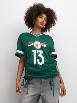 The FIX Women's Green Ruched Top With Front Ties