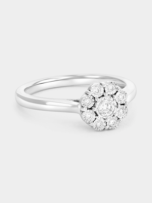 Sterling Silver Lab Grown Diamond Round Camelia Ring