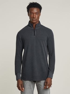 G-Star Men's Overdyed Half Zip Black Tweeter